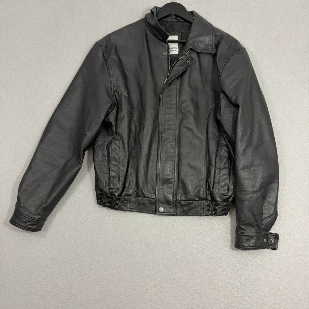 Vintage Maxwell Spence Jacket Large Leather Bomber Quilted Lined Zip London